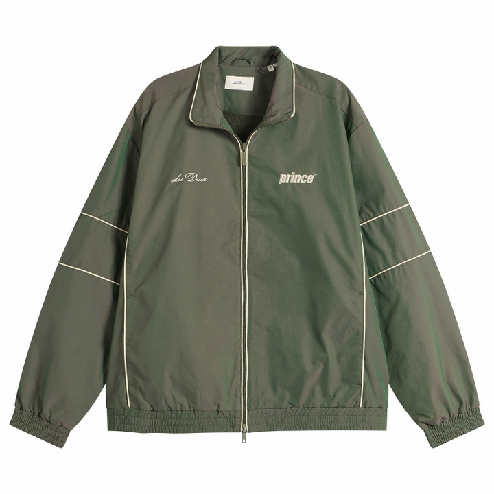 Photo: Les Deux Men's Prince Shiny Track Jacket in Pineneedle Green
