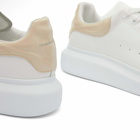 Alexander McQueen Men's Gloss Heel Tab Wedge Sole Sneakers in White/Oyster