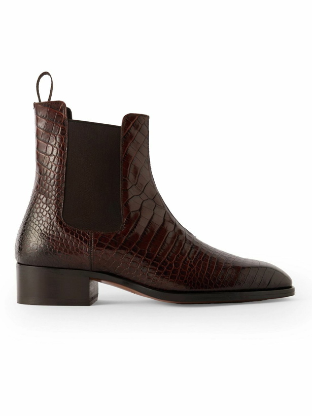 Photo: TOM FORD - Hainaut Croc-Effect Leather Chelsea Boots - Brown