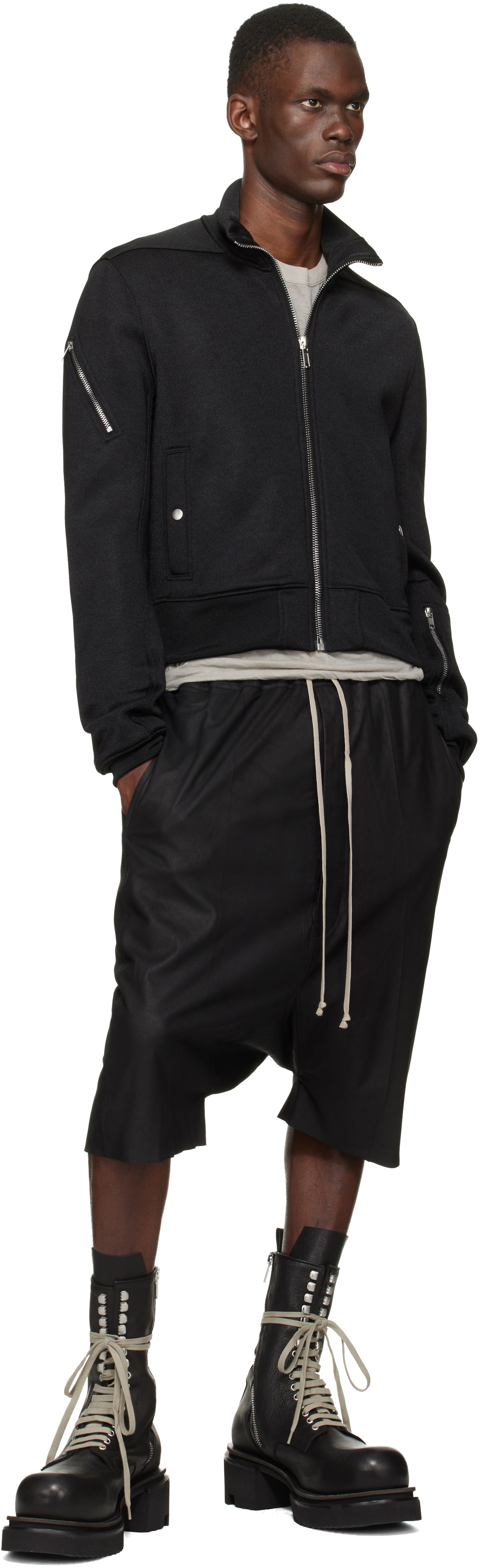 Rick Owens Black Temple Rick S Pods Leather Shorts