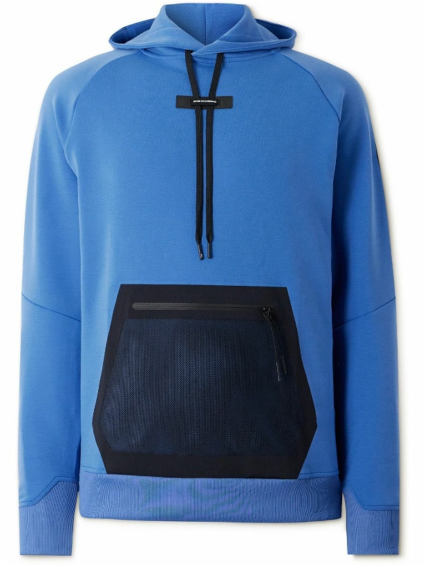 Photo: ON - Mesh-Panelled Logo-Appliquéd Recycled-Jersey Hoodie - Blue