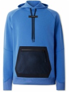 ON - Mesh-Panelled Logo-Appliquéd Recycled-Jersey Hoodie - Blue