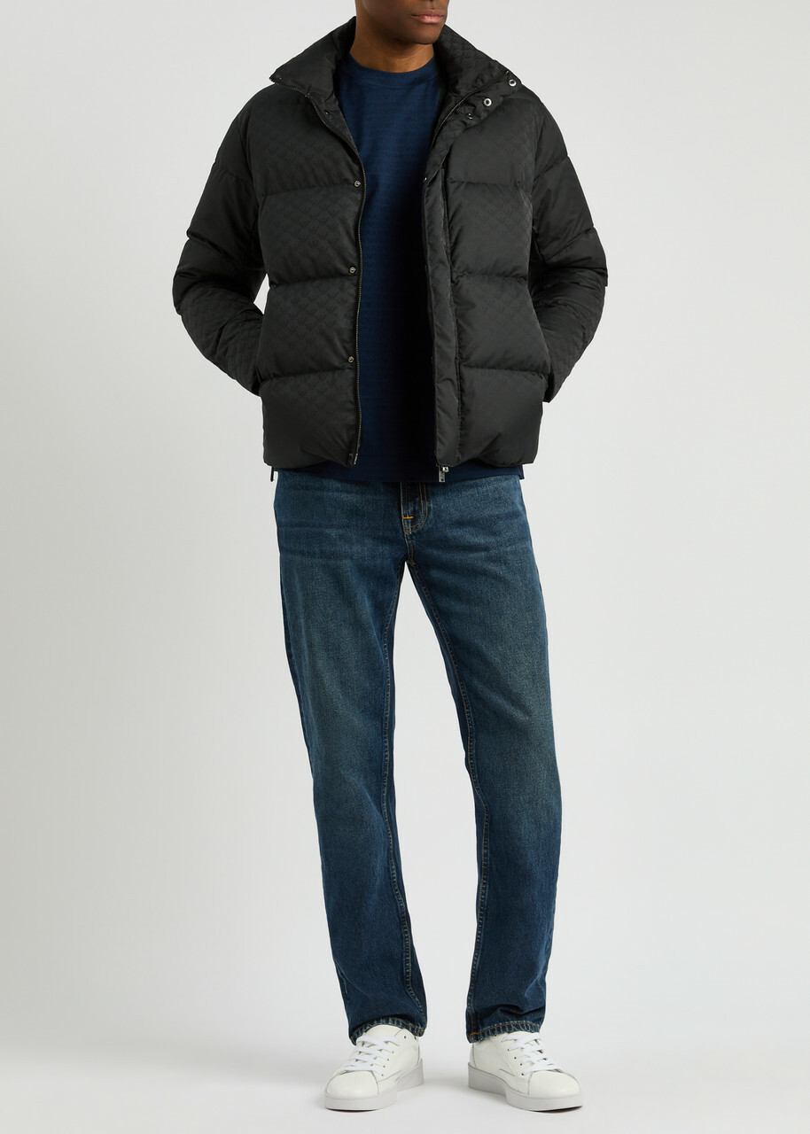 Emporio Armani Logo-monogram Quilted Shell Jacket Black