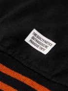 Wacko Maria - Logo-Embroidered Wool-Blend Felt and Leather Bomber Jacket - Black