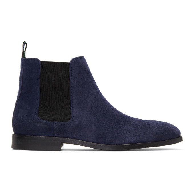 Photo: PS by Paul Smith Blue Suede Gerald Chelsea Boots