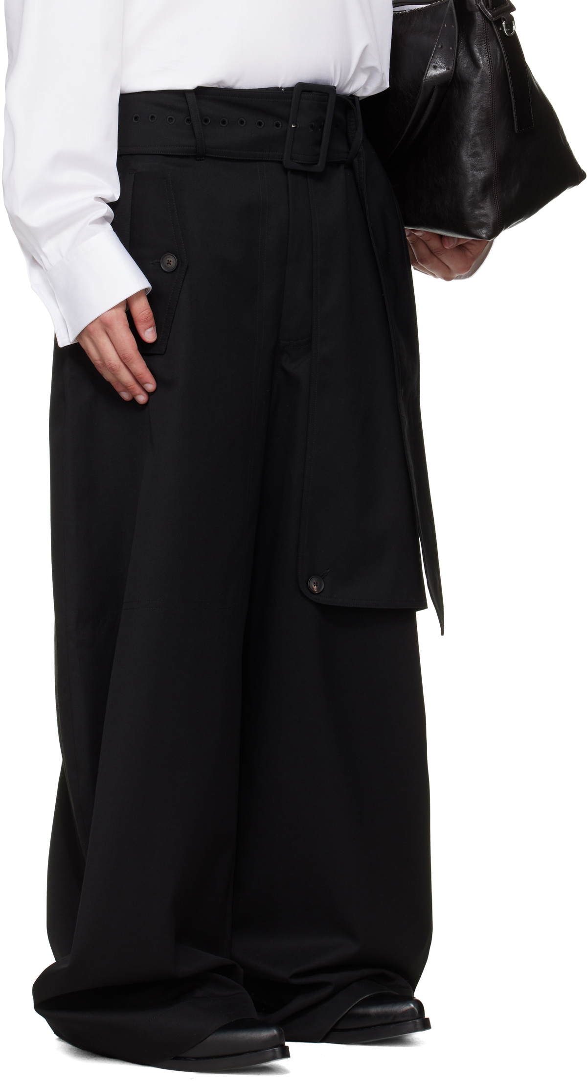 EGONlab Black Belted Trench Trousers