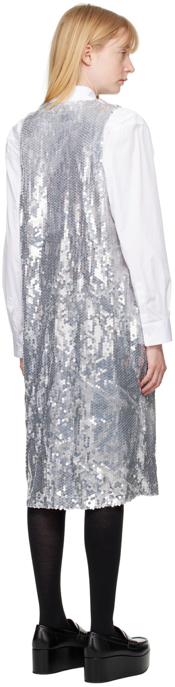 Black Comme des Garçons Silver Sequin Midi Dress