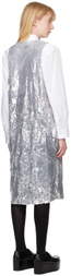 Black Comme des Garçons Silver Sequin Midi Dress