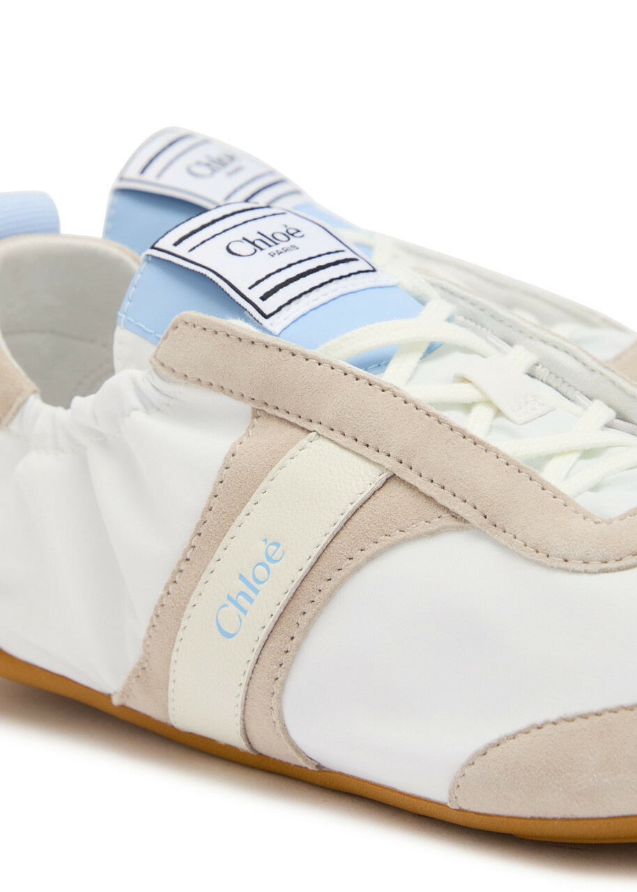 Chloe Kick Panelled Nylon Sneakers White And Blue