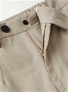 Purdey - Tapered Brushed Cotton-Blend Twill Trousers - Neutrals