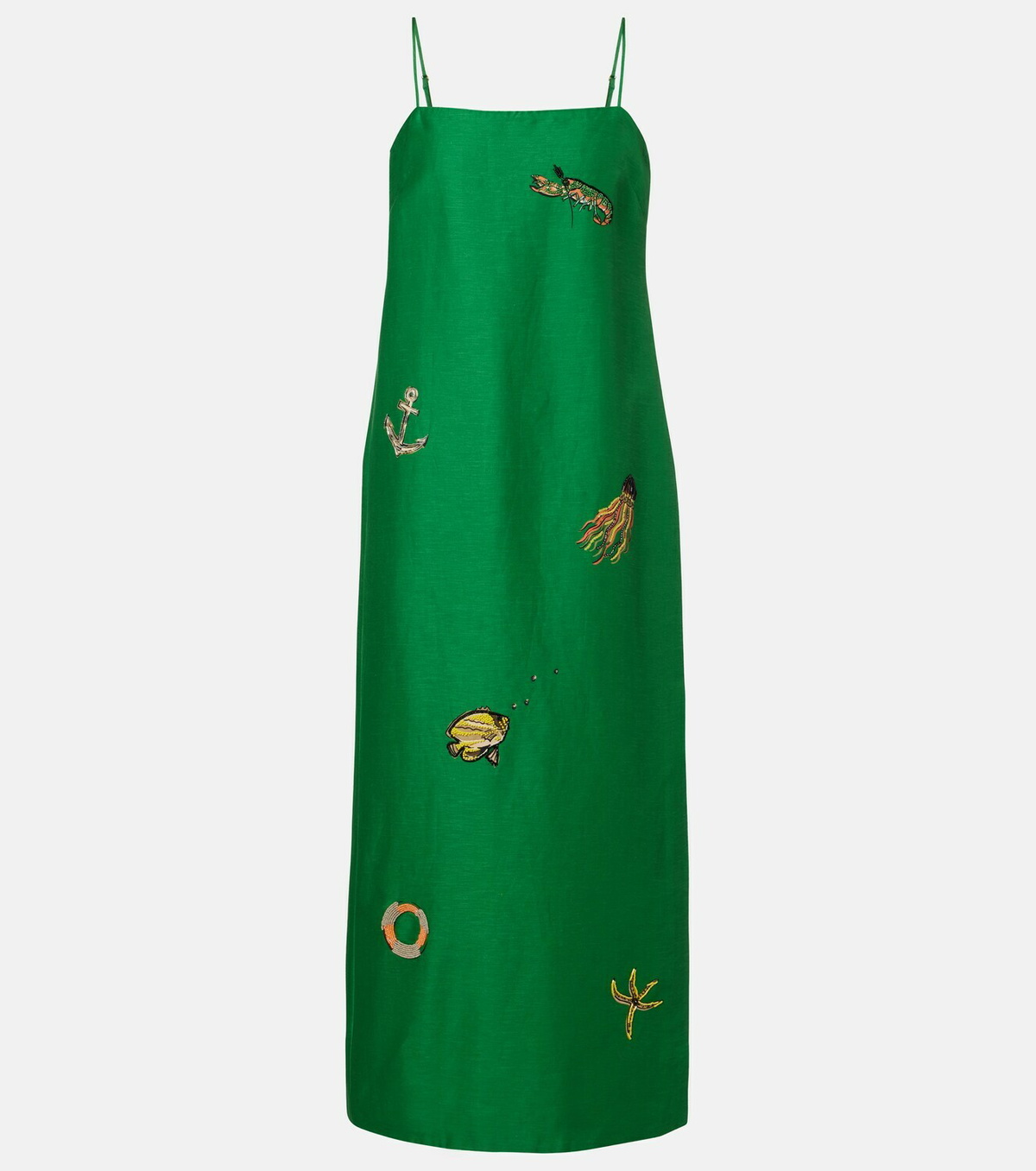 Alémais Embellished printed linen-blend maxi dress