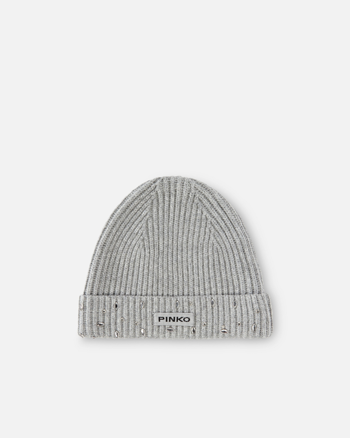 Pinko Ribbed Beanie With Crystals Metallic Silver