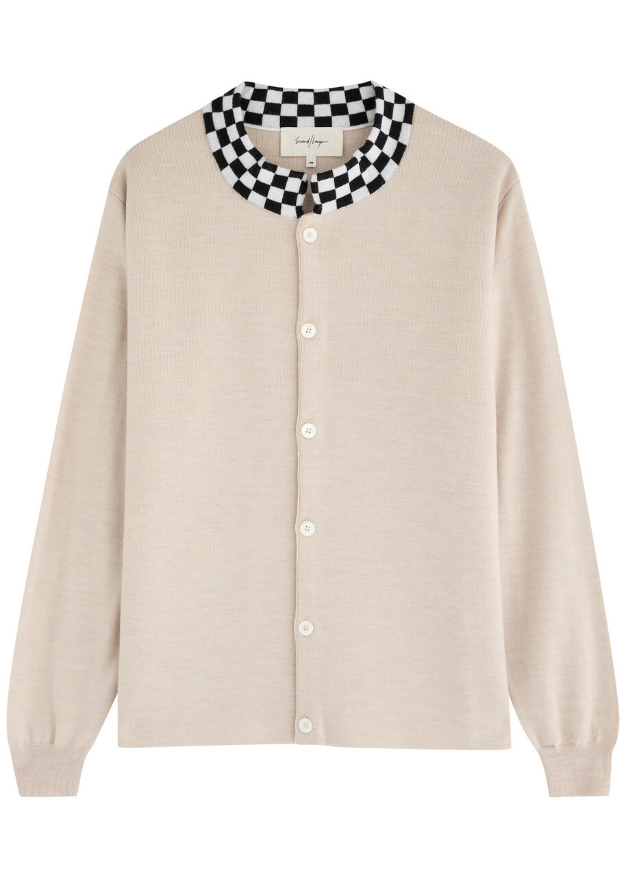 トップス second layer knit cardigan SECOND / LAYER - Ribbed Wool Zip-Up Cardigan - Neutrals