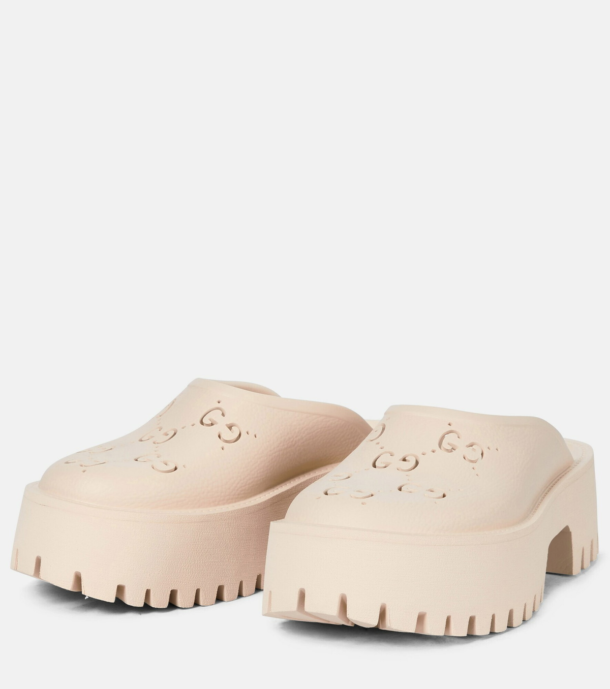 GUCCI GGキャンバス クロッグ ラバーソール 快適 NEW 100% AUTH Gucci Rubber Perforated GG Clogs Slip On