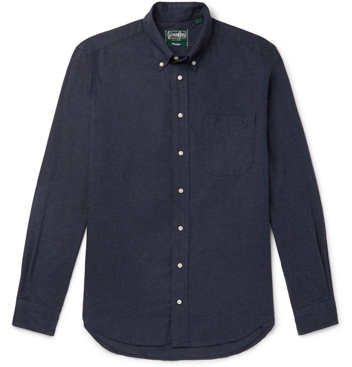 Photo: Gitman Vintage - Button-Down Collar Cotton-Flannel Shirt - Navy