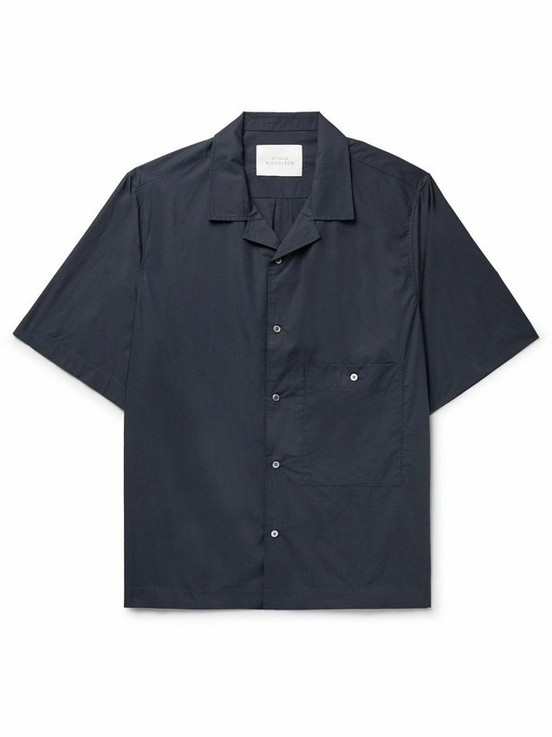 Photo: Studio Nicholson - Vard Camp-Collar Cotton-Poplin Shirt - Blue