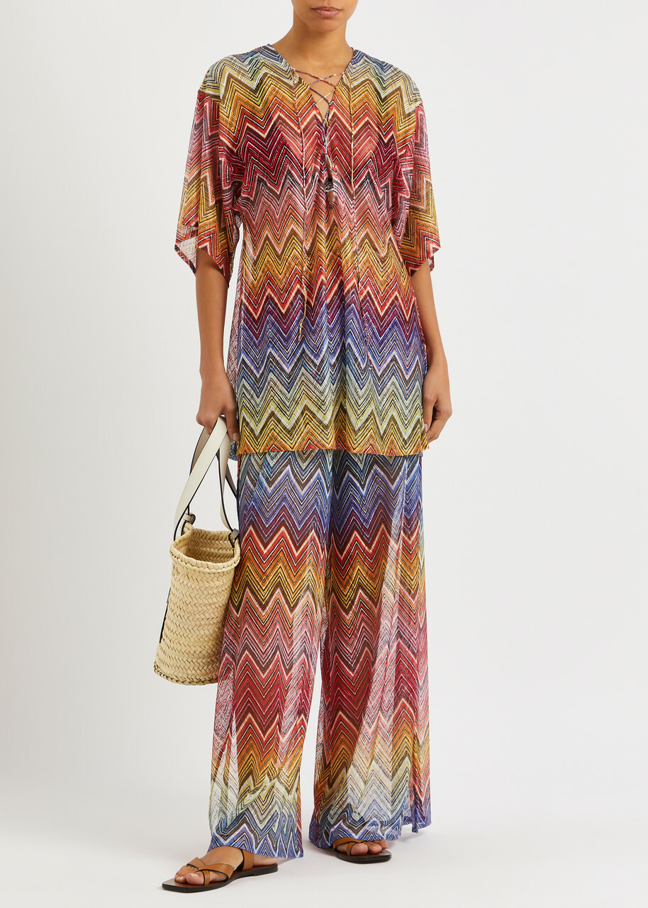 Missoni Zigzag Wide-leg Fine-knit Trousers Multicoloured