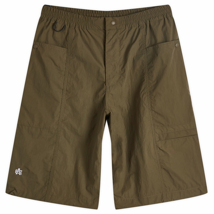 Photo: Uniform Bridge Men's Nylon 3 Pocket Shorts in Olive