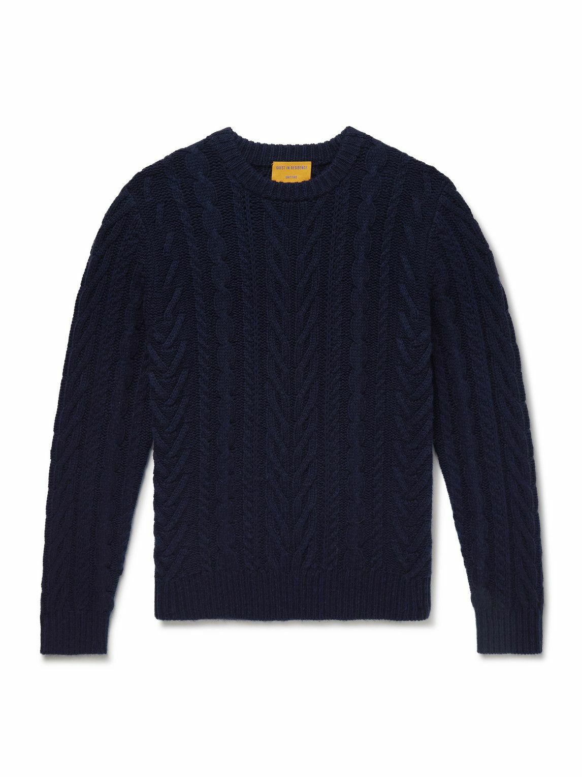 Guest In Residence - Fisherman Cable-Knit Wool and Cashmere-Blend Sweater - Blue