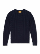 Guest In Residence - Fisherman Cable-Knit Wool and Cashmere-Blend Sweater - Blue