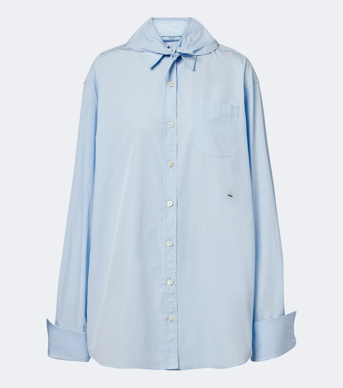 Prada Tie-neck cotton poplin shirt