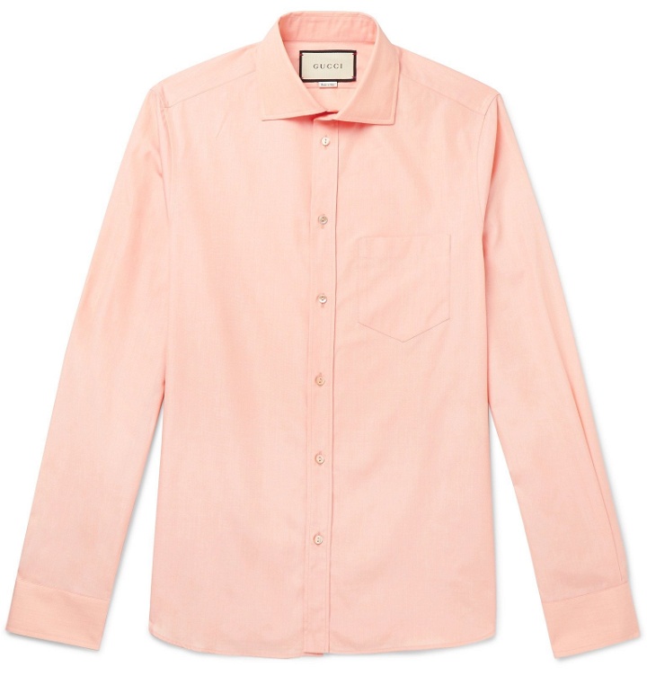 Photo: Gucci - Peach Cutaway-Collar Cotton-Poplin Shirt - Orange