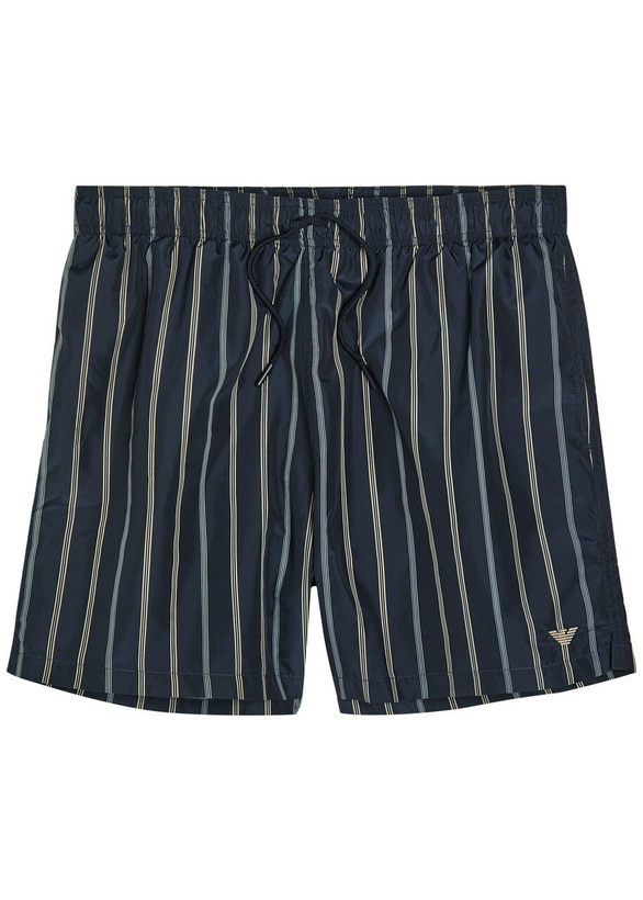 Photo: Emporio Armani Logo-embroidered Crinkled Nylon Swim Shorts Navy