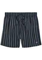 Emporio Armani Logo-embroidered Crinkled Nylon Swim Shorts Navy