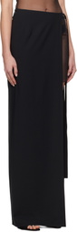 Nensi Dojaka Black High Split & OOO Buckle Maxi Skirt