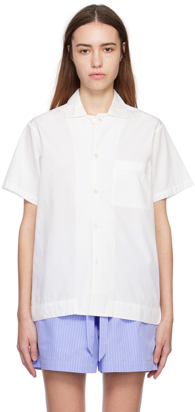 Tekla White Oversized Pyjama Shirt Tekla Fabrics