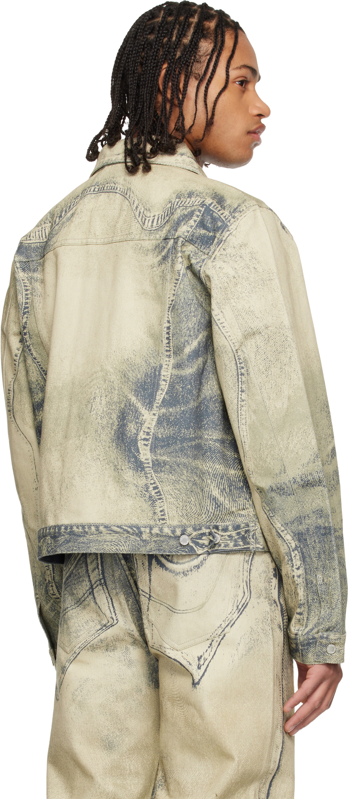 CAMPERLAB Beige Distorted Print Denim Jacket