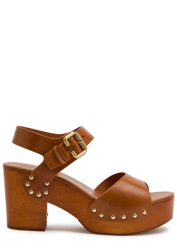 Photo: Chloe Jeannette Leather Platform Sandals Brown