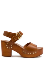 Chloe Jeannette Leather Platform Sandals Brown