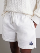 FRAME - Straight-Leg Logo-Embroidered Cotton-Twill Drawstring Shorts - Neutrals