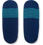 Pantherella - Striped Stretch Cotton-Blend No-Show Socks - Blue