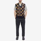 Fred Perry Men's Glitch Chequerboard Knit Vest in Shaded Stone/Navy