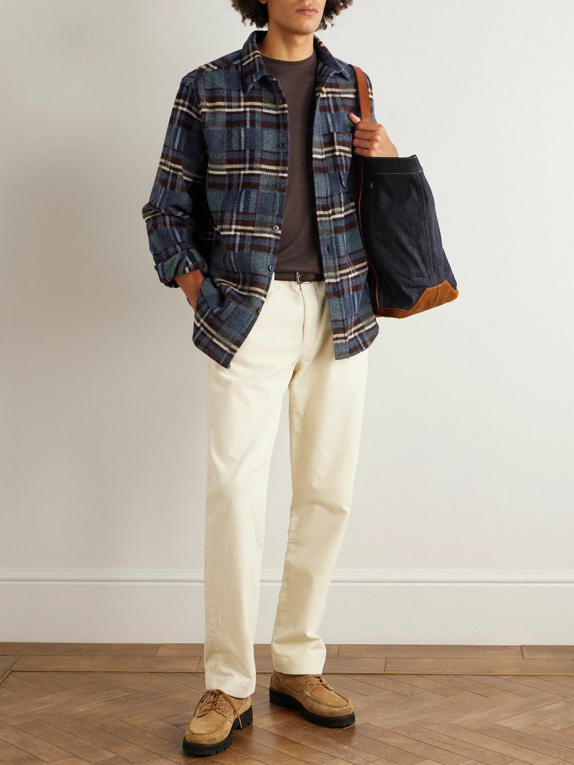 Portuguese Flannel - Virgo II Checked Merino Wool Overshirt - Blue