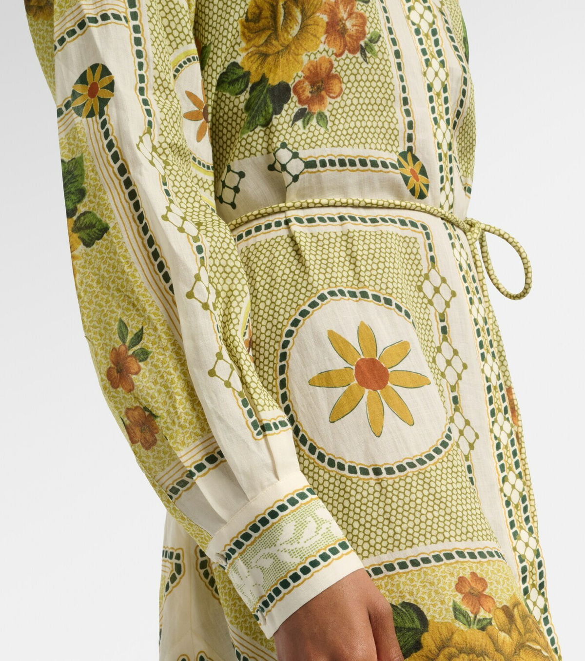 Alémais Dixie belted printed ramie shirt dress