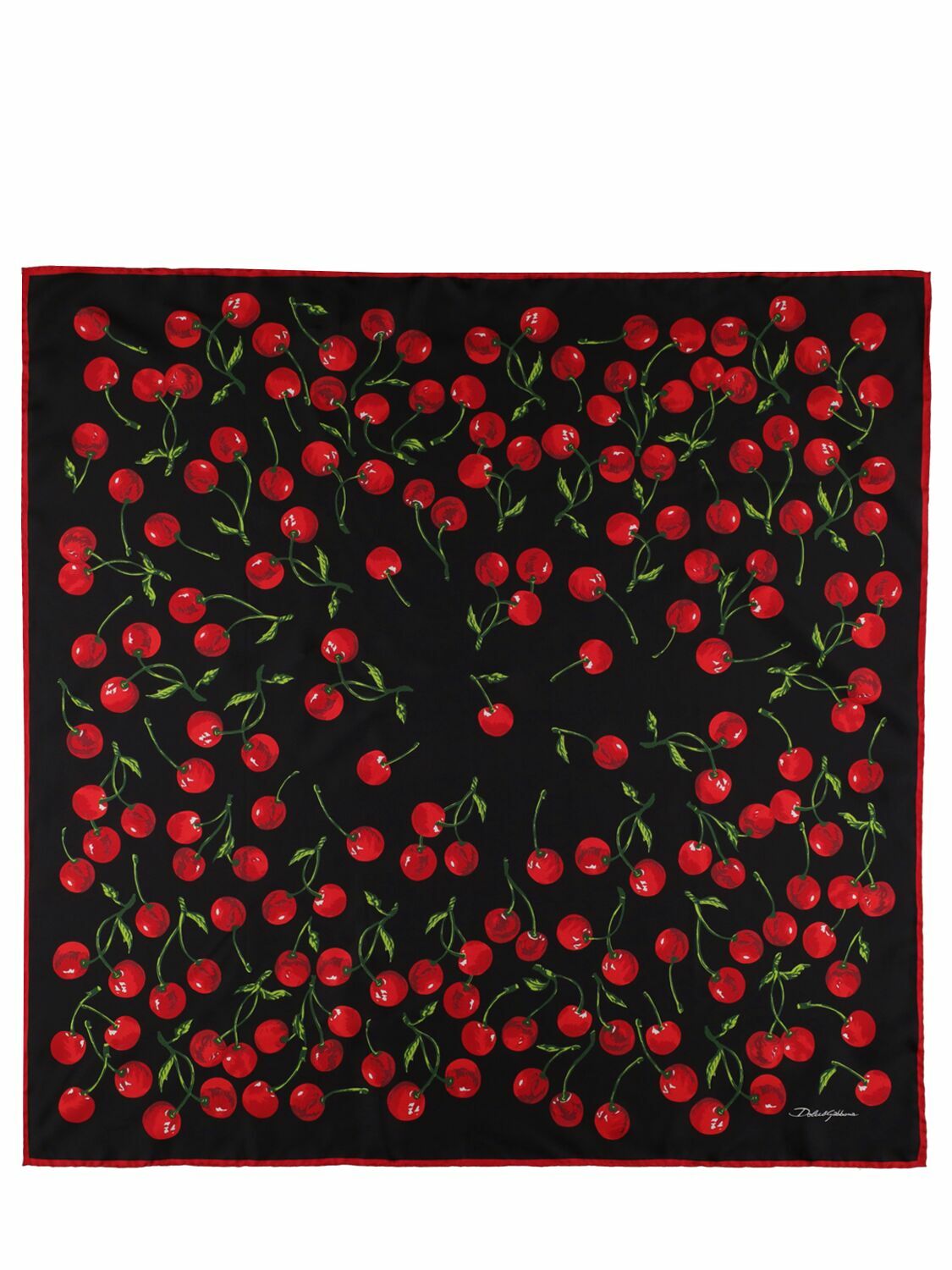 DOLCE & GABBANA - Cherries Printed Silk Twill Foulard Dolce