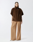 Pinko Cape Coat In Mink Effect Faux Fur Beige Intense