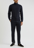 Aurélien Dolcevita Cable-knit Wool-blend Jumper Navy