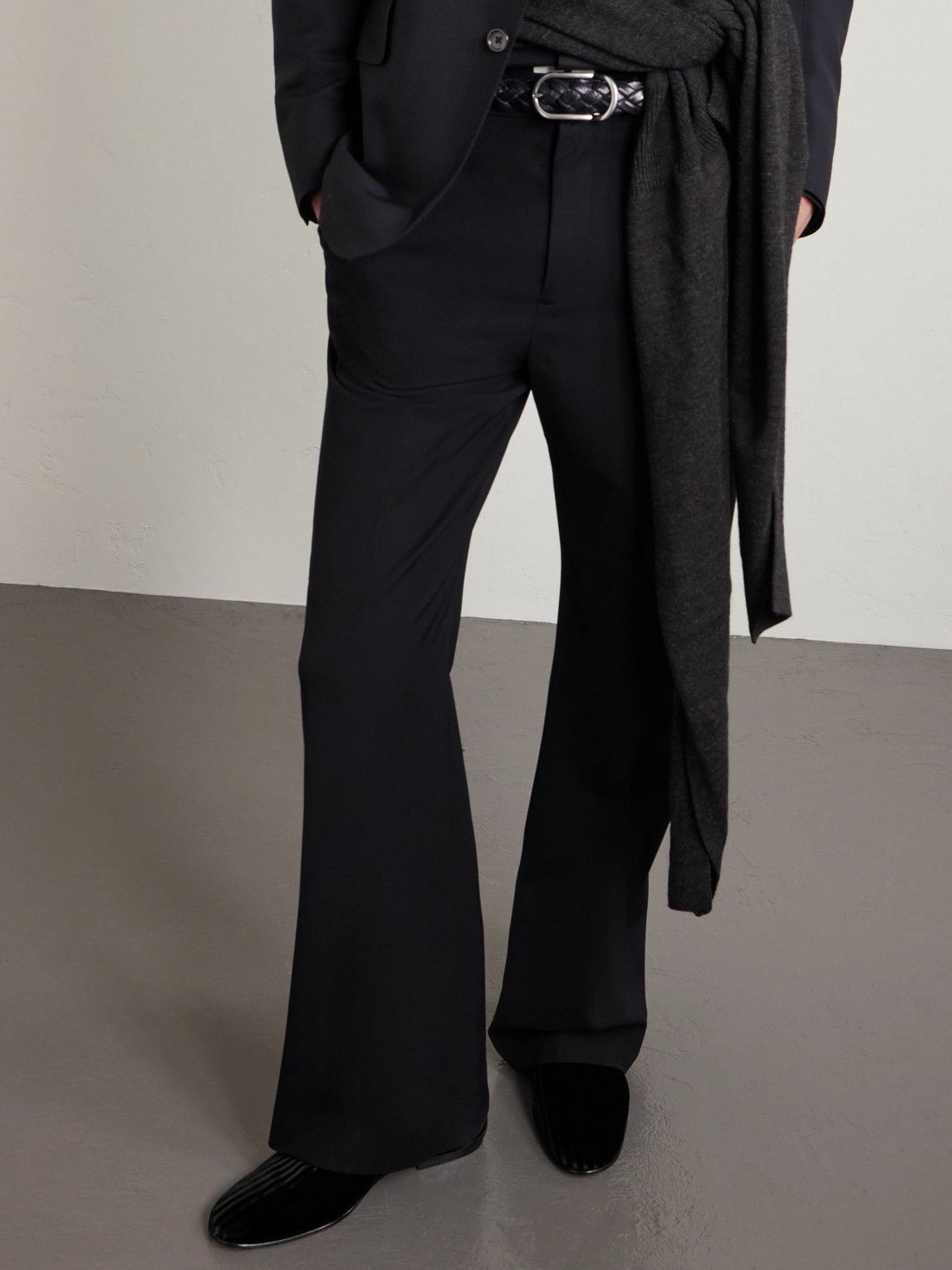 TOM FORD - Striped Velvet Slippers - Black
