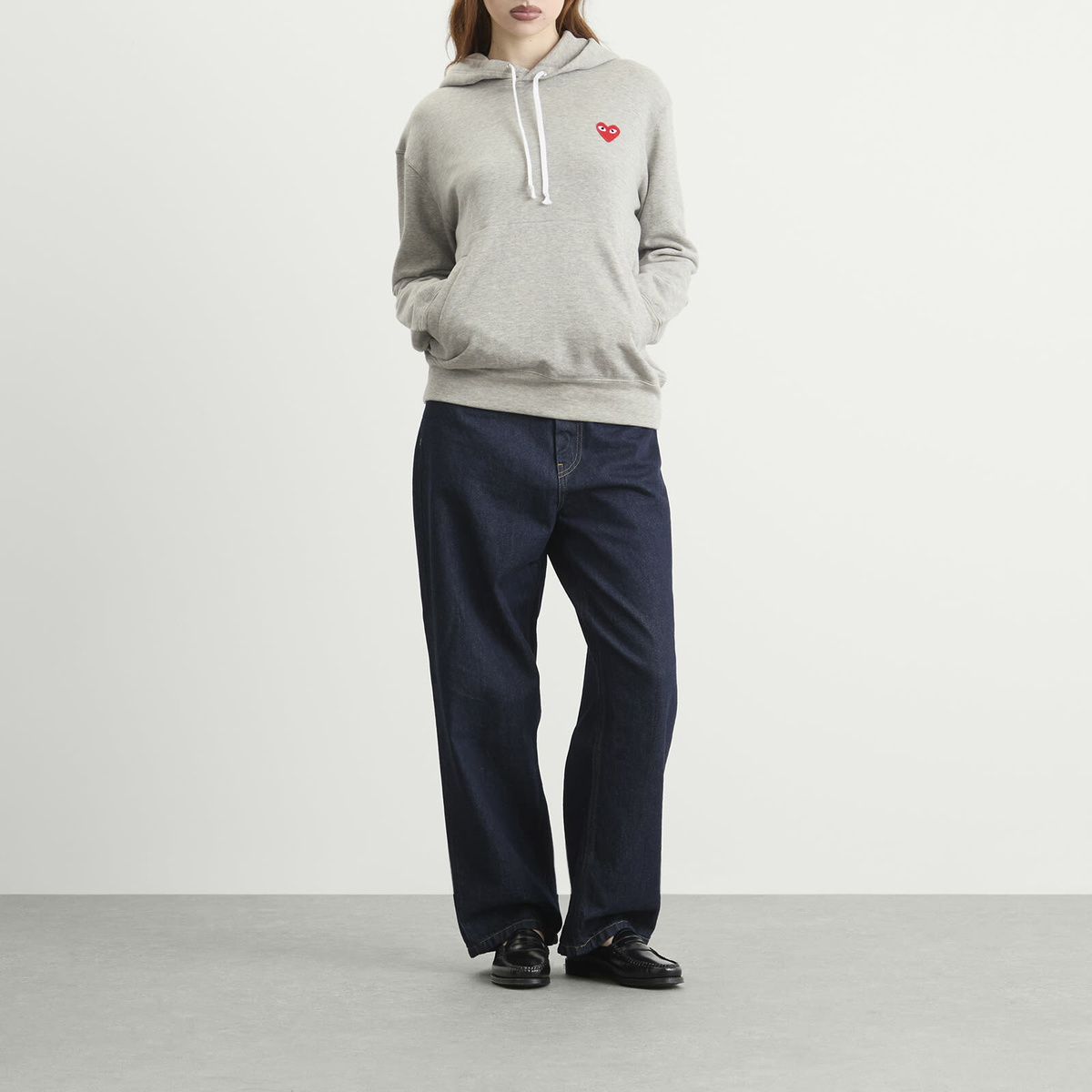 Comme des Garçons Play U Sweatshirt Red Emblem Knit in Grey