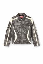 Diesel Leather coach jacket with biker print - Leather jackets Mens in Multicolor