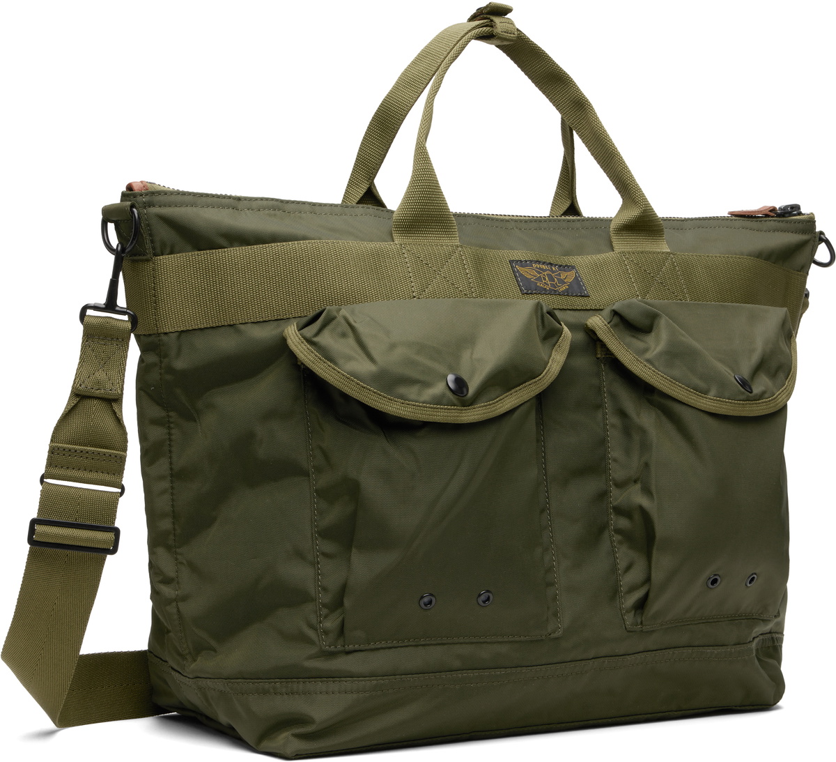 RRL Khaki Nylon Utility Messenger Tote