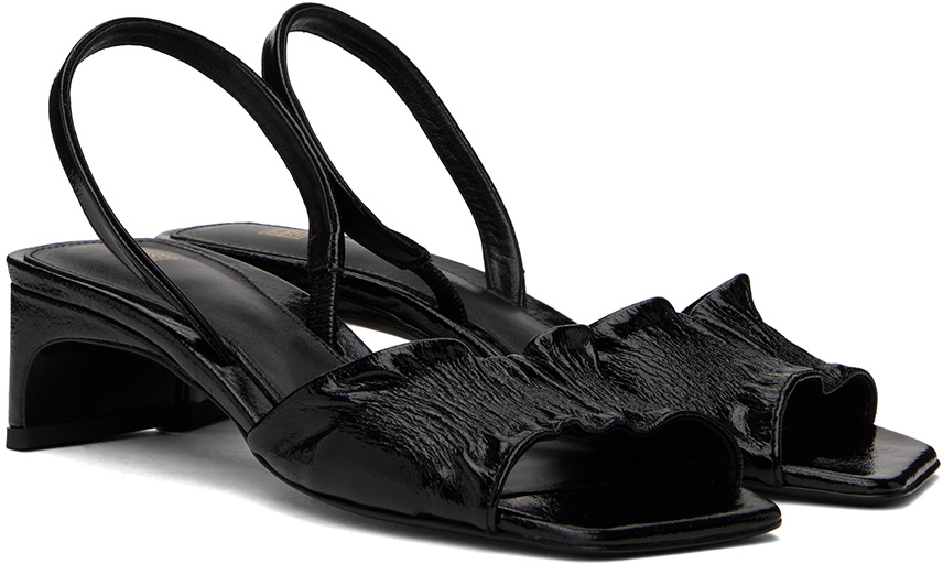 The Gathered Scoop-Heel leather sandals in black - Toteme