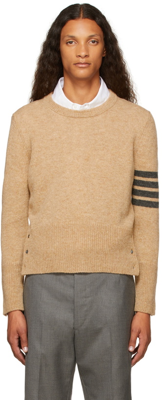 Photo: Thom Browne Beige 4-Bar Shetland Crewneck Sweater