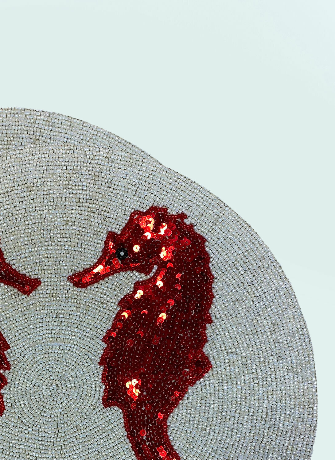 Les-Ottomans Set Of Two Seahorse Beaded Placemats