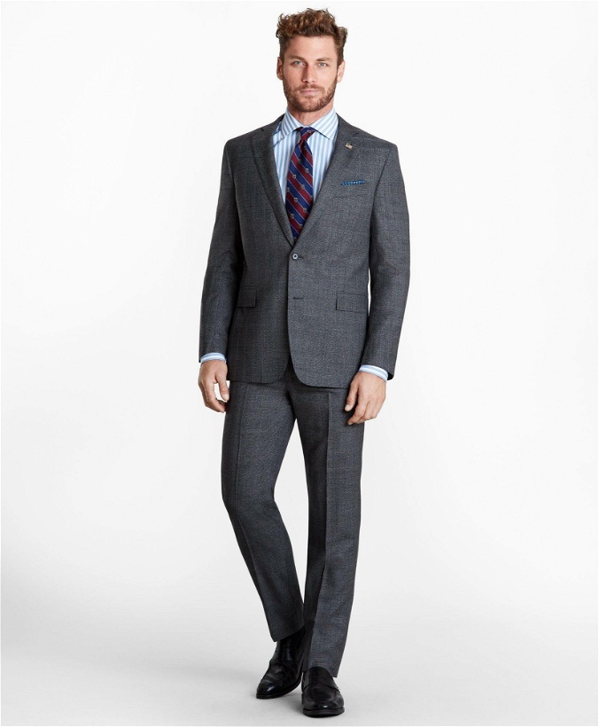 Photo: Brooks Brothers Men's Regent Fit Glen Plaid 1818 Suit | Grey