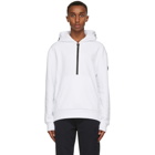 Moncler White Half Zip Logo Hoodie